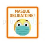 Autocollant de securite pictogram smiley masque obligatoire