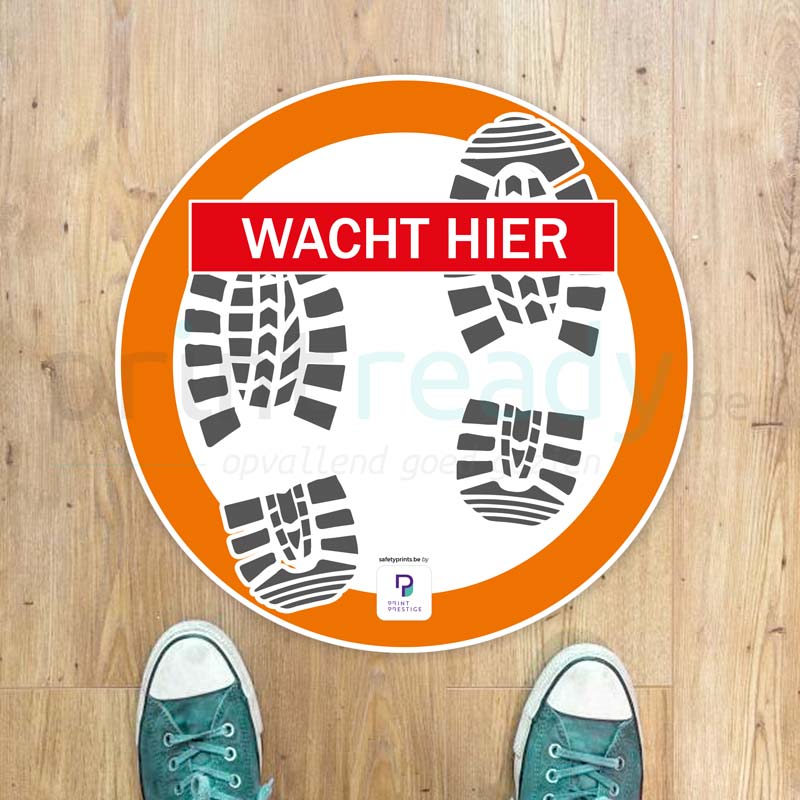 Vloersticker Rond Wacht Hier