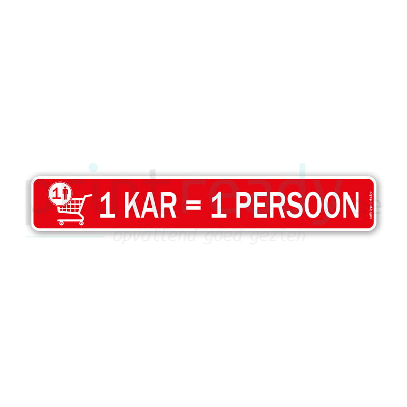Sticker social distance in winkel 1 kar is 1 persoon Rood