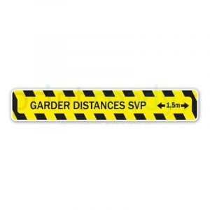 Autocollant Garder distances svp Jaune/Noir