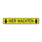 Sticker Hier wachten Geel