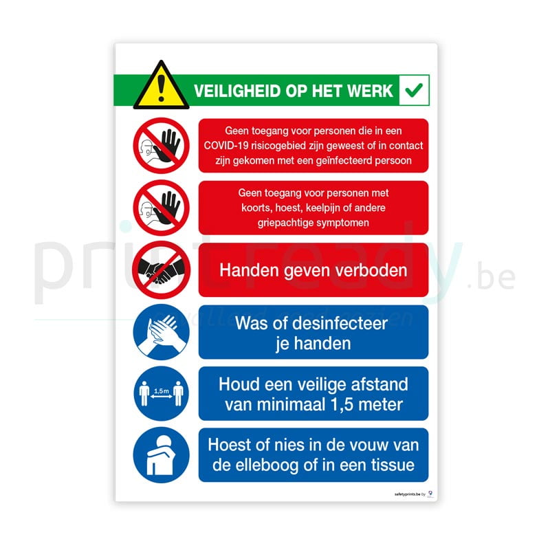 Zelfklevende sticker poster Veiligheid op het werk Nederlands staand